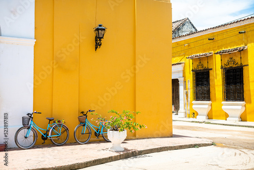 street view of mompox colonial town in colombia photo