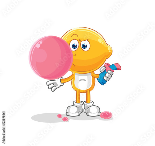 lemon head chewing gum vector. cartoon character