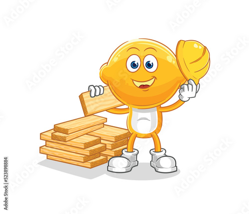 lemon head builder vector. cartoon character