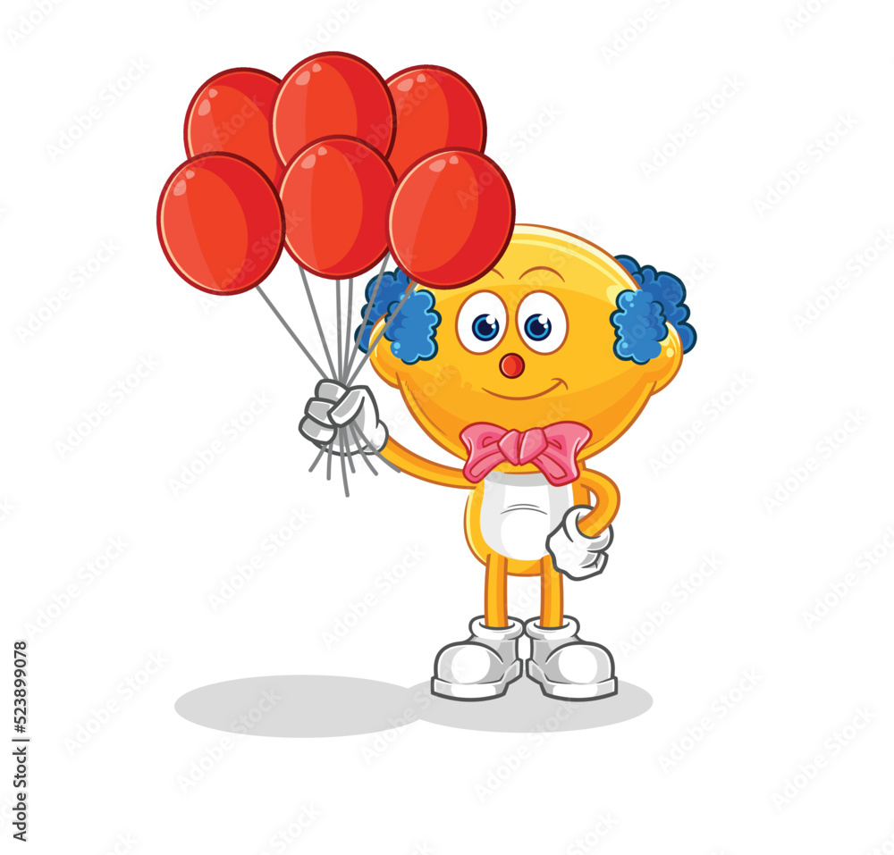 lemon head clown with balloons vector. cartoon character lemon head clown with balloons vector. cartoon character