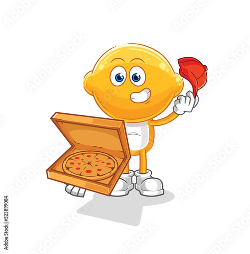 lemon head pizza delivery boy vector. cartoon character