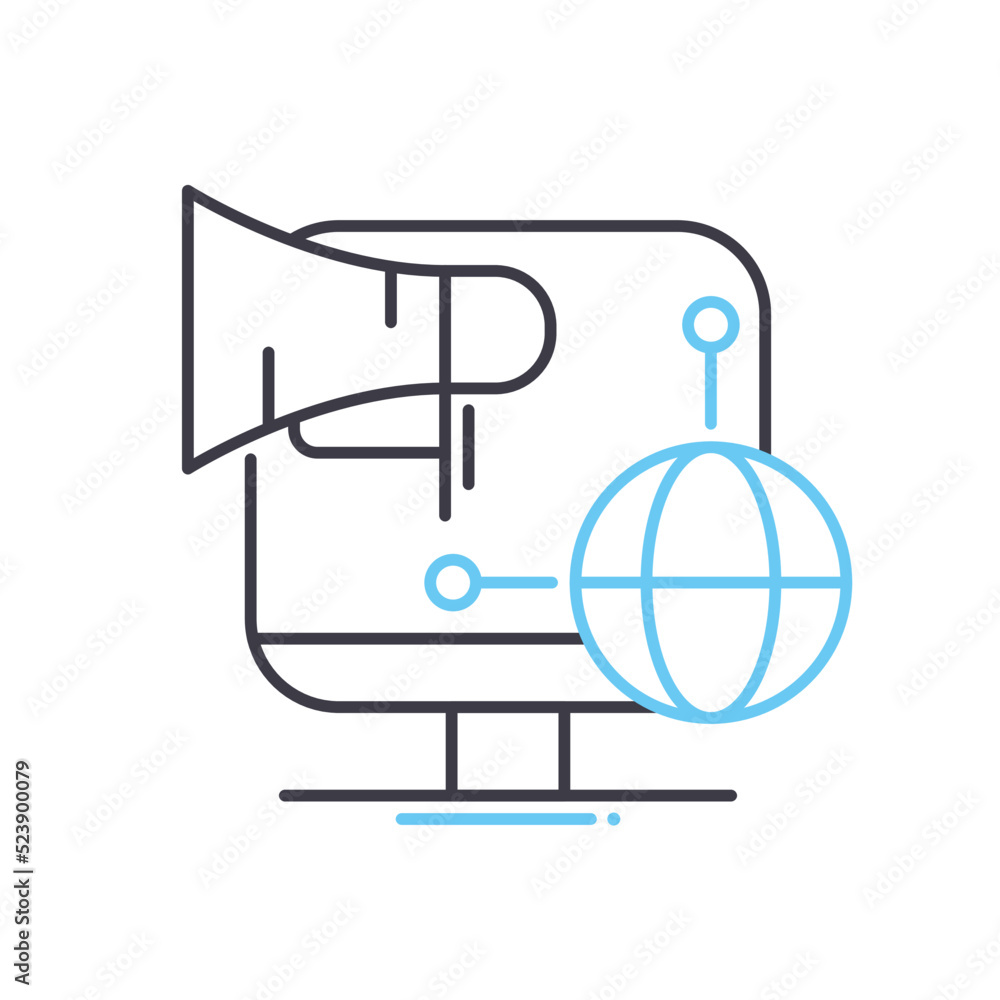 global marketing management line icon, outline symbol, vector illustration, concept sign