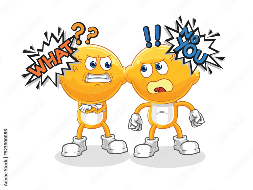 Fototapeta premium lemon head arguing each other cartoon vector