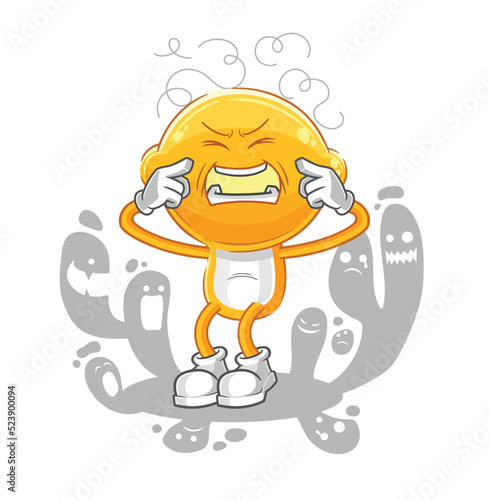 depressed lemon head character. cartoon vector