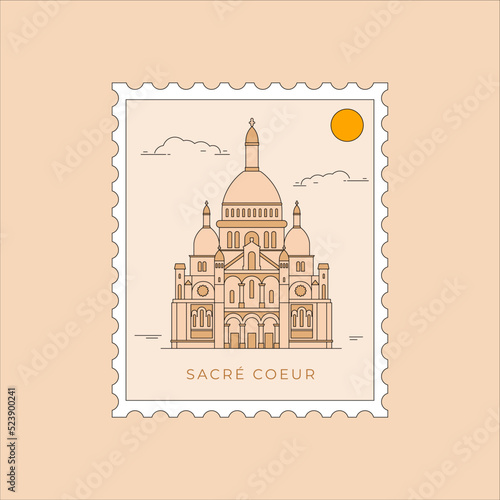 Sacre Coeur Paris France Flat Design