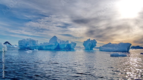 Icebergs floating in Cierva Cove, Antarctica