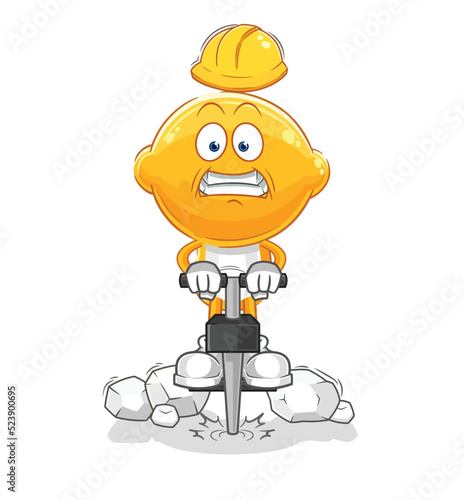 lemon head drill the ground cartoon character vector