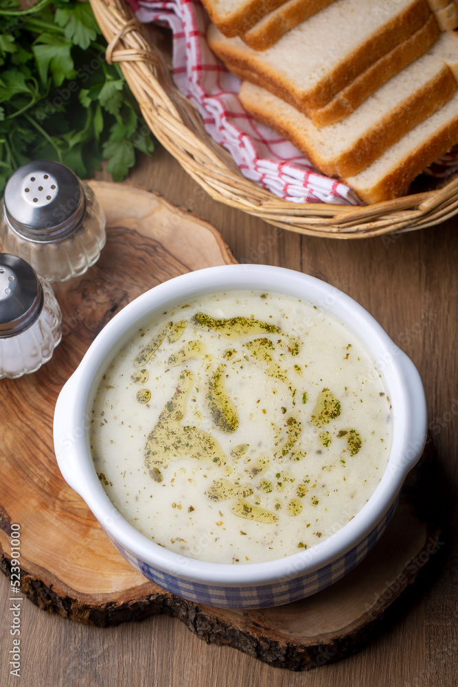 Traditional delicious Turkish food; Yoghurt soup (Turkish name; yayla corba) Traditional delicious Turkish food; Yoghurt soup (Turkish name; yayla corba)