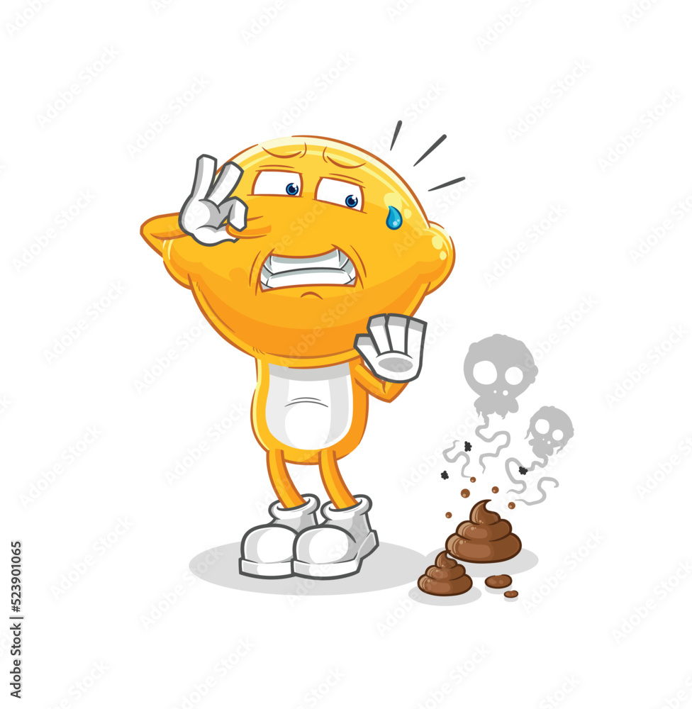 lemon head with stinky waste illustration. character vector