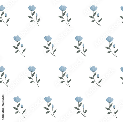floral pattern blue delicate flowers on a light background