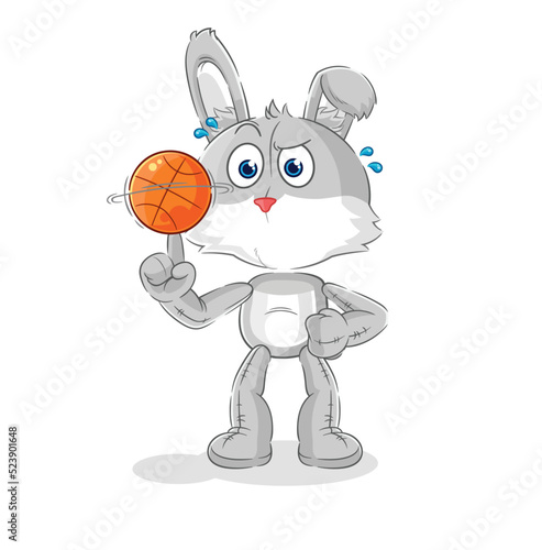 rabbit playing basket ball mascot. cartoon vector