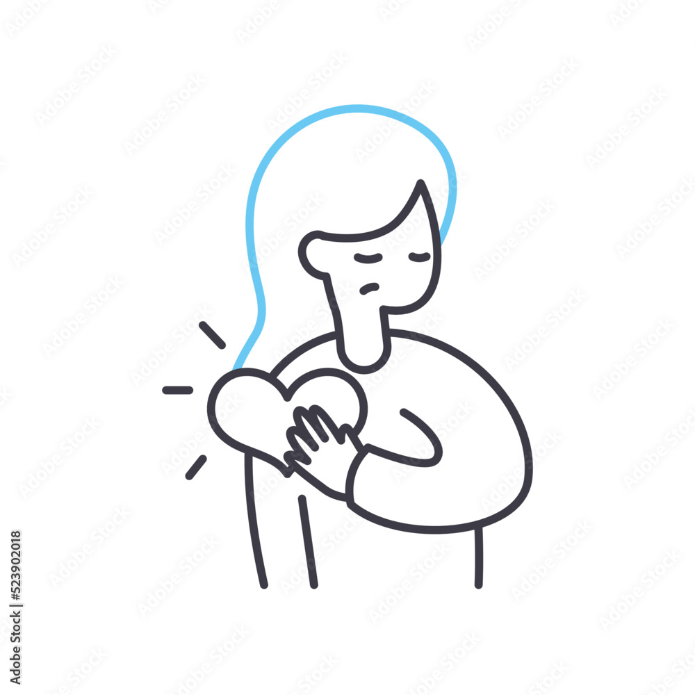 sadness mood line icon, outline symbol, vector illustration, concept sign sadness mood line icon, outline symbol, vector illustration, concept sign