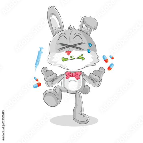 rabbit drug overdose. cartoon illustration