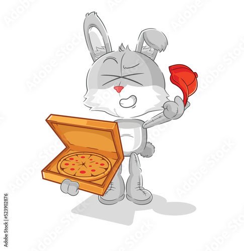 rabbit pizza delivery boy vector. cartoon character