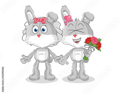 rabbit wedding cartoon. cartoon mascot vector