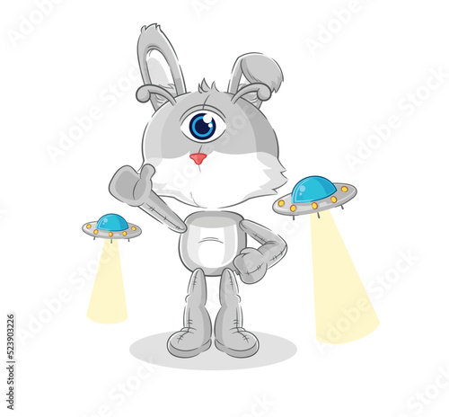 rabbit alien cartoon mascot vector