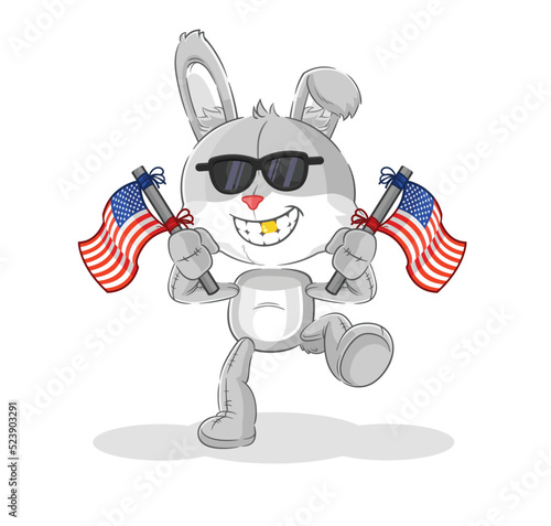 rabbit american youth cartoon mascot vector © dataimasu