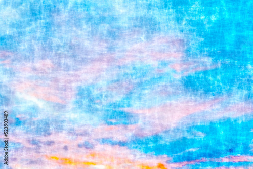 Tie dye batik sparkling abstract of watery colors in aqua, turquoise, pink, white, blue design.