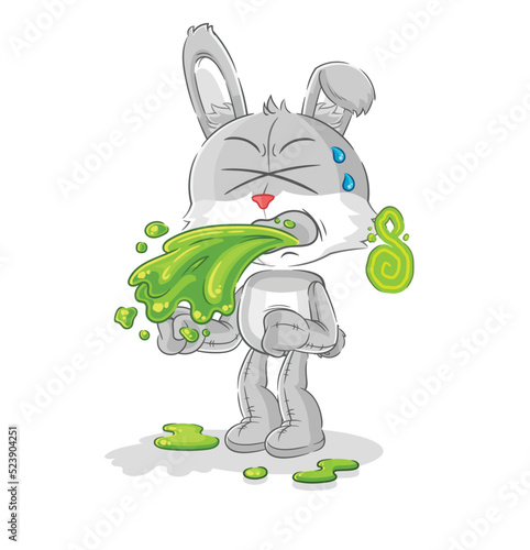 rabbit throw up cartoon. cartoon mascot vector