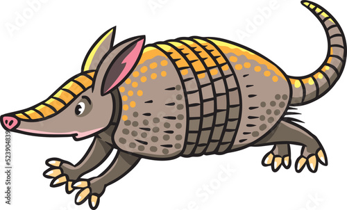 Funny running armadillo Animal vector illustration
