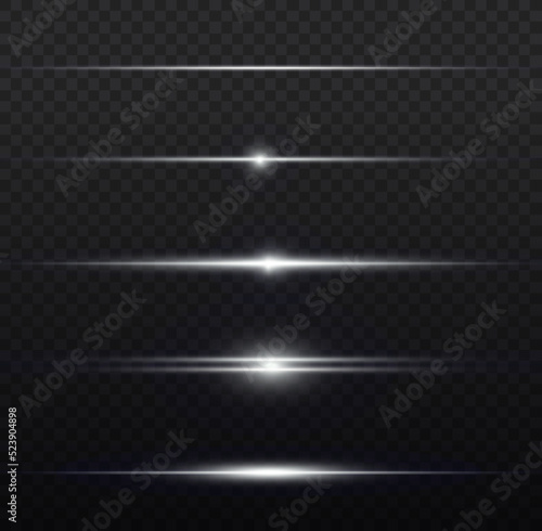 white horizontal beams, rays light, glowing line