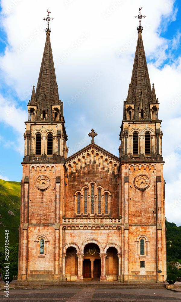 Picturesque view of impressive Covadonga monastery, Spain