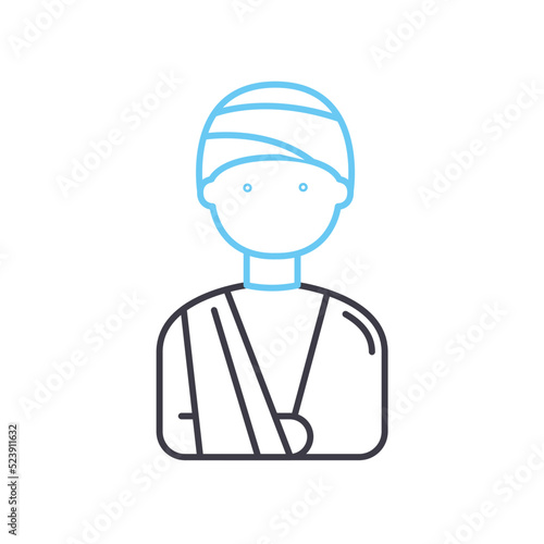 patient with bandage line icon, outline symbol, vector illustration, concept sign