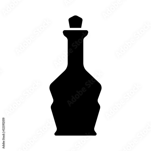 Decanter icon. Bottle. Black silhouette. Vertical front side view. Vector simple flat graphic illustration. Isolated object on a white background. Isolate.