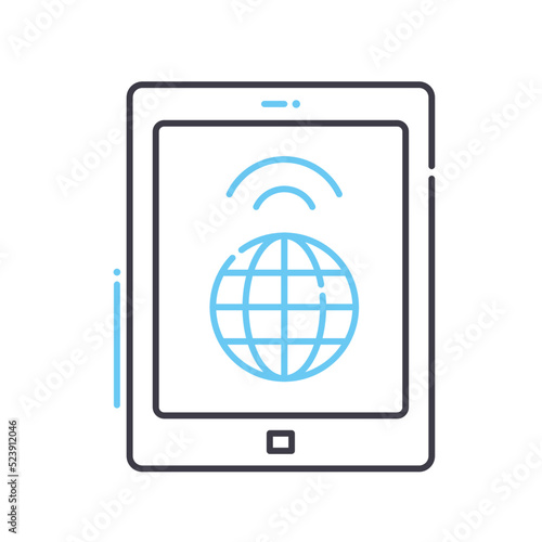 internet marketing plan line icon, outline symbol, vector illustration, concept sign