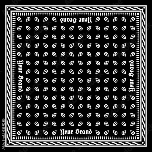 Simply Bandana decorated with white geometric ornament lines that can be applied to fabrics of various colors