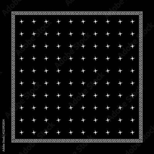 Simply Bandana decorated with white geometric ornament lines that can be applied to fabrics of various colors
