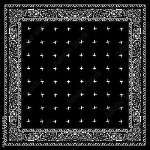 Simply Bandana decorated with white geometric ornament lines that can be applied to fabrics of various colors