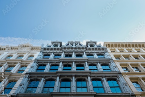 Low angle shot of the Cast Iron buildings in SoHo, New York City