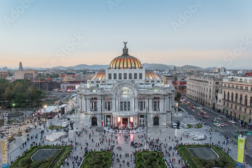Palacio de Bellas Artes Mexico City sunset view from the top