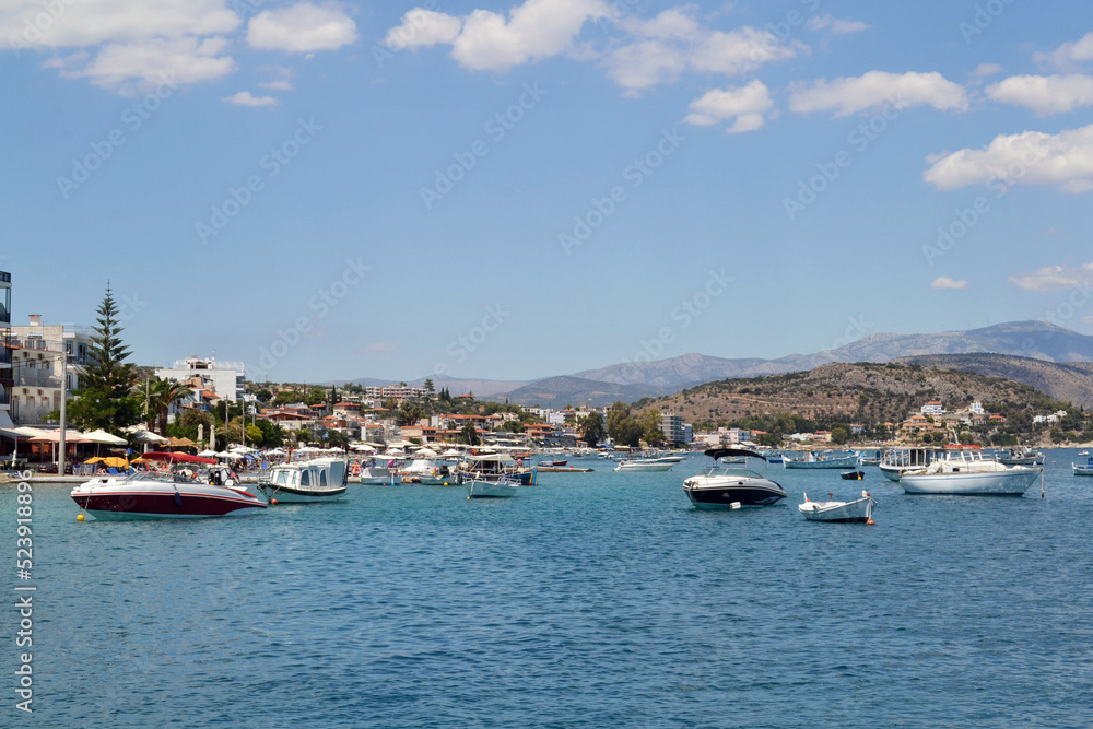Boats in Tolo, a small village in Greece on the Peloponnese peninsula.