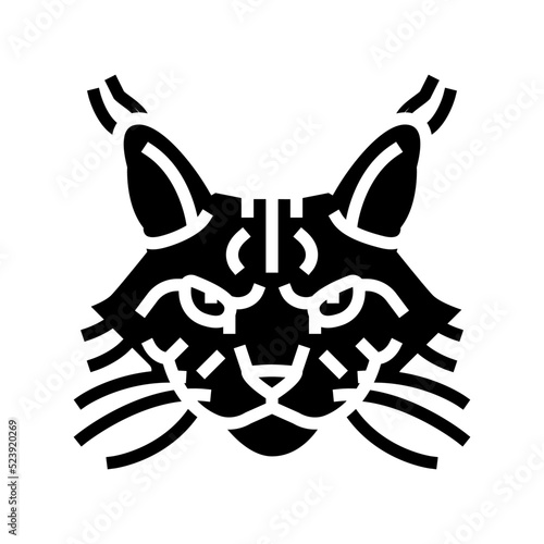 maine coon cat cute pet glyph icon vector illustration