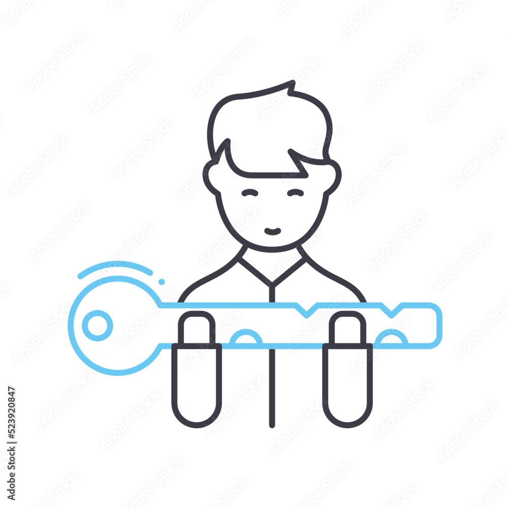 keyman line icon, outline symbol, vector illustration, concept sign keyman line icon, outline symbol, vector illustration, concept sign