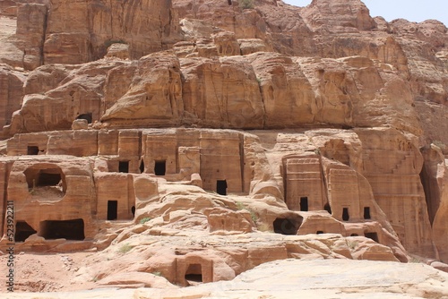 Scenic view of the Street of Facades in Petra, Jordan