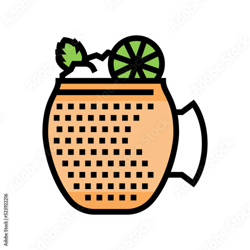 moscow mule cocktail glass drink color icon vector illustration