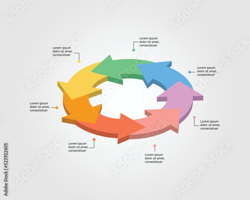 arrow shape template for infographic for presentation for 7 element