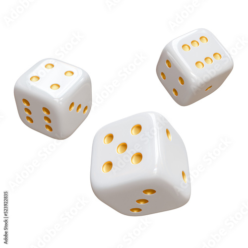 3D White Gold Dice Element