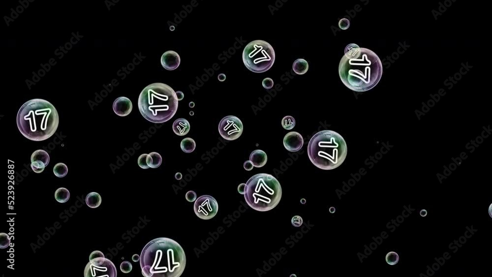 Birthday Celebration. 17 Years Old. Soap Bubbles. Alpha Channel. Prores4444. Loop Animation. Birthday Celebration. 17 Years Old. Soap Bubbles. Alpha Channel. Prores4444. Loop Animation.