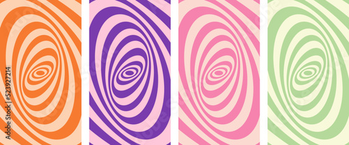 Ellipse backgrounds. Vector illustration of abstract backgrounds Nostalgia for the year 2000, Y2k style. Design template. Hypnotic pattern.