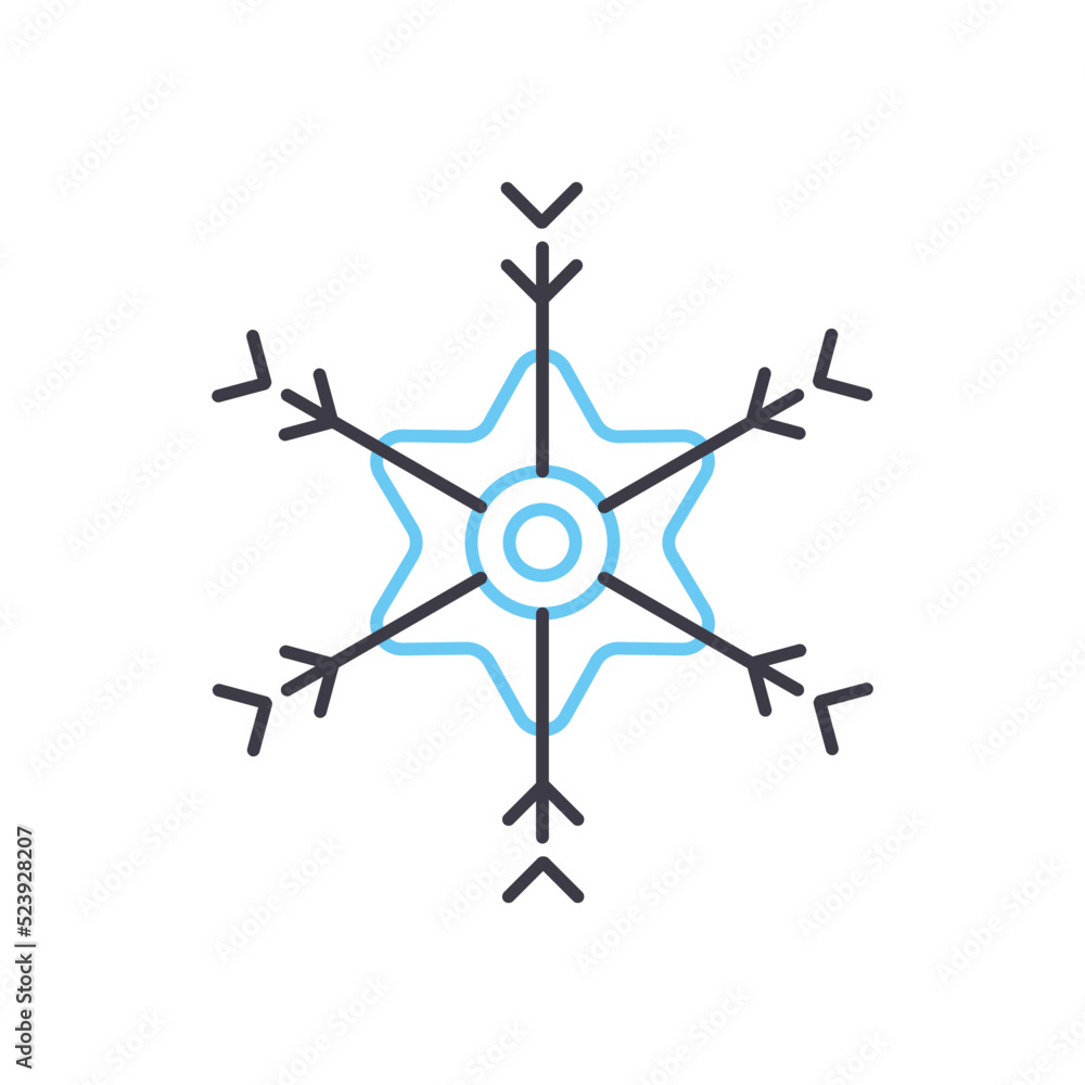 snowflakes line icon, outline symbol, vector illustration, concept sign snowflakes line icon, outline symbol, vector illustration, concept sign