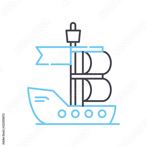 parate ship line icon, outline symbol, vector illustration, concept sign photo