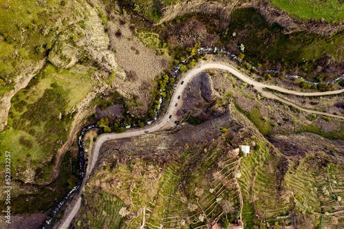 Aerial view of the Stone Symphony with the surrounding mountains in Kotayk Region, Armenia photo