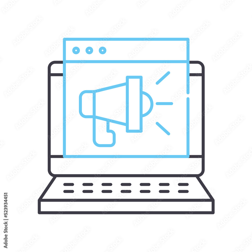promote site line icon, outline symbol, vector illustration, concept sign promote site line icon, outline symbol, vector illustration, concept sign