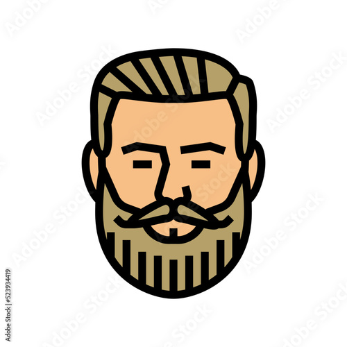 imperial beard hair style color icon vector illustration