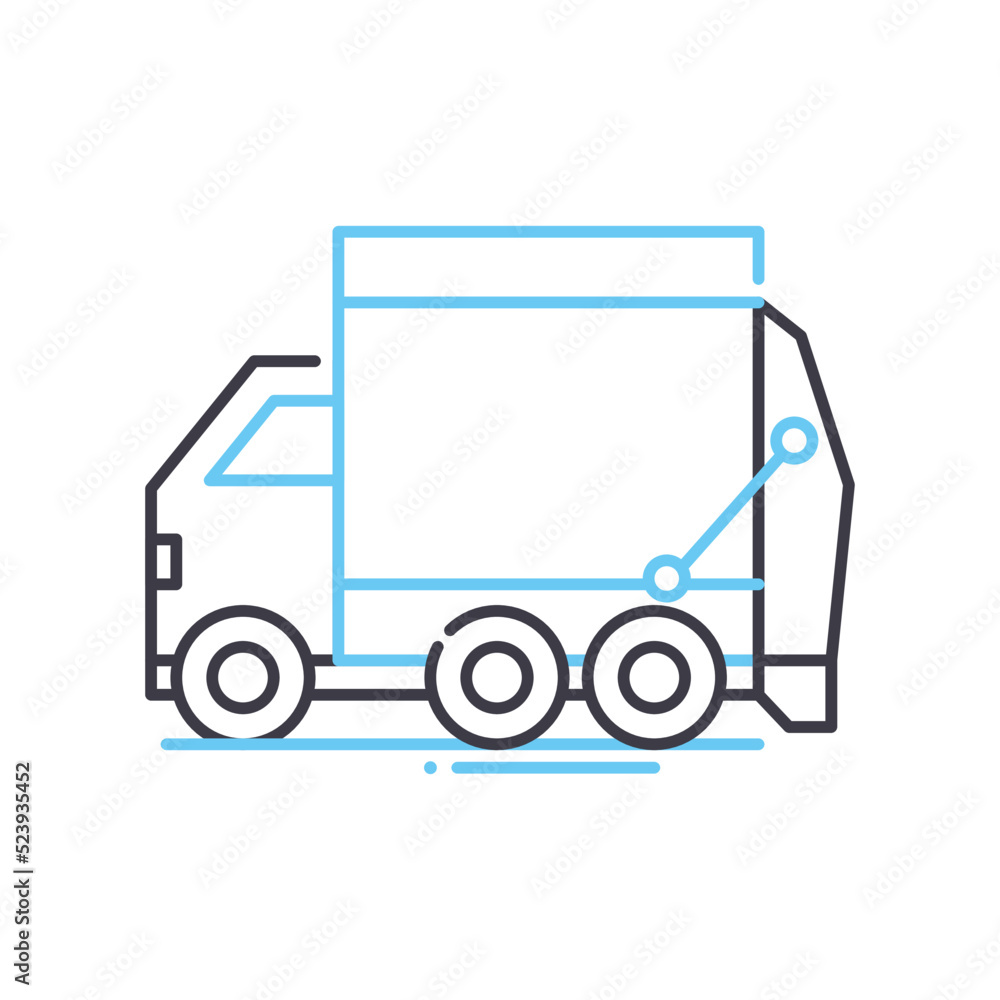 garbage truck line icon, outline symbol, vector illustration, concept sign garbage truck line icon, outline symbol, vector illustration, concept sign