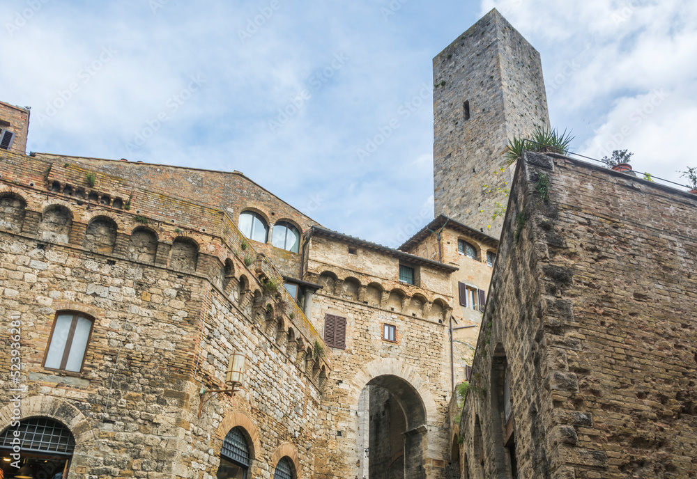 Medieval buildings in the city of San Gemignano, Tuscany, Italy.